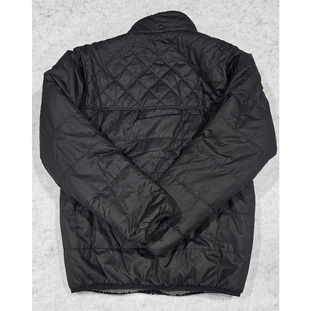 Patagonia Kids Puffer Jacket, Reversable, Dream Song, Black/Gray, Size Kids L